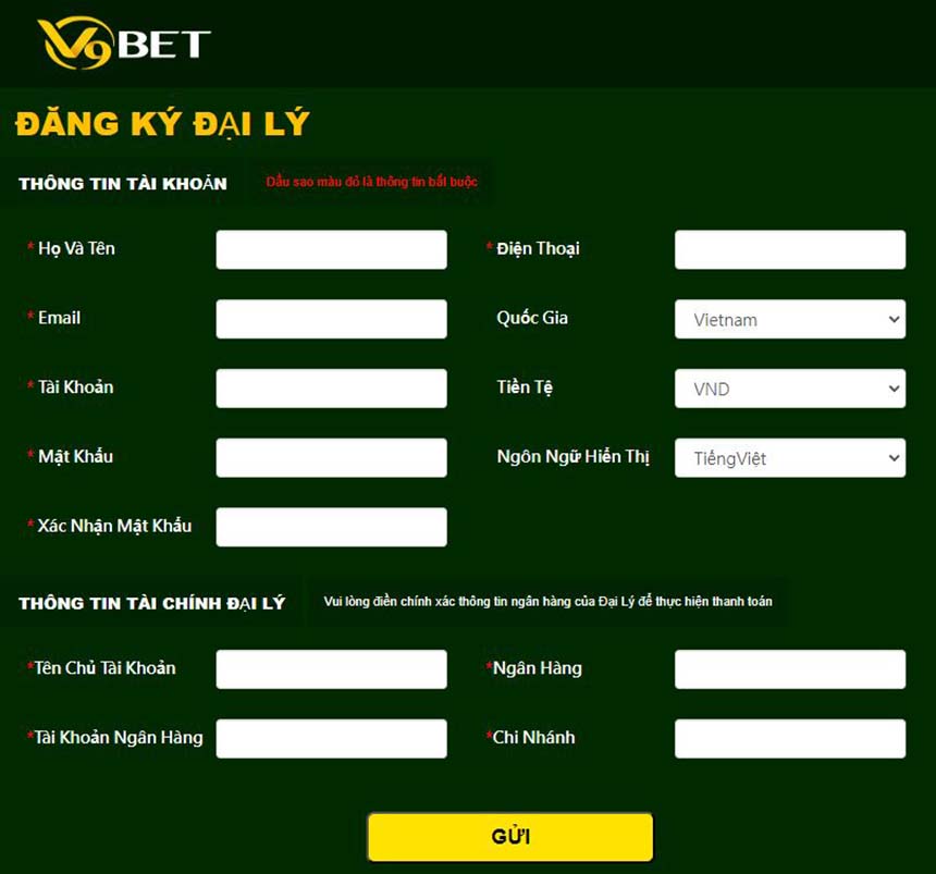 Đăng ký đại Lý V9bet 