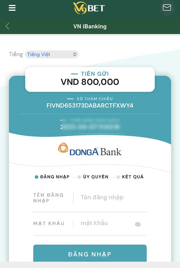 Hướng dẫn nạp tiền V9bet bằng internet banking