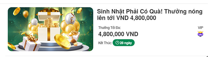 Mừng sinh nhật thành viên nhận ngay 4tr8 cùng V9bet